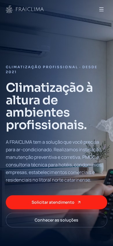 Captura real da página inicial responsiva da Fraiclima no celular